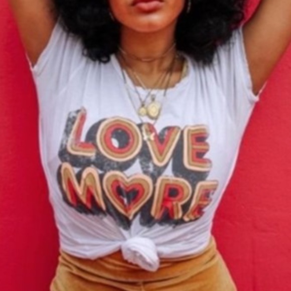 Boho LOVE MORE White Graphic T-Shirt Tee - Picture 4 of 4